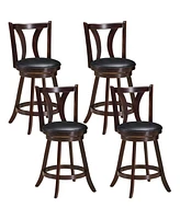 Gymax Set of Swivel Bar stool 24'' Counter Height Leather Padded Dining Kitchen Chair