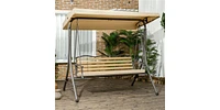 Slickblue 3-Seat Outdoor Porch Swing with Cushions for Relaxing and Enjoying Outdoor Spaces