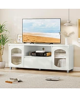 gaomon Modern Tv Stand for 65 Inch Tv, Tv Cabinet with Fluted Glass Door and Open Shelve