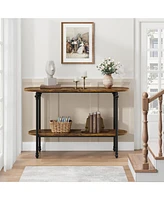 gaomon Narrow Entryway Table, 2 Tier Industrial Console Table with Storage Shelf, Thin Behind Couch Farmhouse Skinny Sofa for Hallway, En