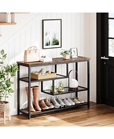 gaomon 39.4'' Narrow Sofa Table with 4 Tiers Storage Shelf Entryway Table Wood Console Table Thin Sofa Table Side Table Hallway Table for Living Room,