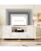 gaomon Fluted Tv Stand for 65 Inch Tv, Entertainment Center with Storage Drawer
