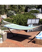 Two-Person Quilted Fabric Hammock with Spreader Bars