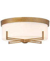 Possini Euro Design Henning 15 1/2" Modern Flush-Mount Ceiling Light Fixture Kitchen Foyer Hallway Round Gold Finish White Glass Shade Metal Bedroom B