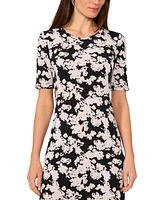 Vince Camuto Women's Printed Elbow-Sleeve Maxi Dress