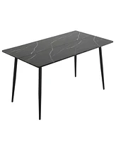 Slickblue Modern Rectangular Table for Dining Room or Office with Durable Design and Spacious Surface