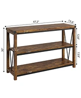 gaomon Farmhouse Entryway Table,47 Inch Narrow Long Console Table with Storage, 3 Tier Wood for Living Room, Sofa Tables Behin