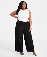 Nina Parker Plus Drawstring-Waist Wide-Leg Pants