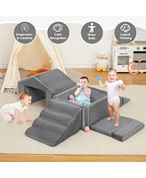 gaomon 6-Piece Kids Sofa, Foam Climbing Blocks Set for Toddlers, Indoor Soft Play with Ball Pit, Crawling and Sliding