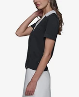 Karl Lagerfeld Paris Women's Colorblocked Knit Polo