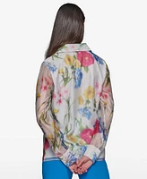 Karl Lagerfeld Paris Women's Floral-Print Ruffled Blouse