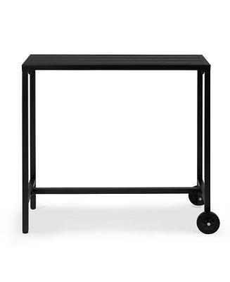 Slickblue Outdoor Bar Table with Wheels, Rectangle Narrow Counter Height Table