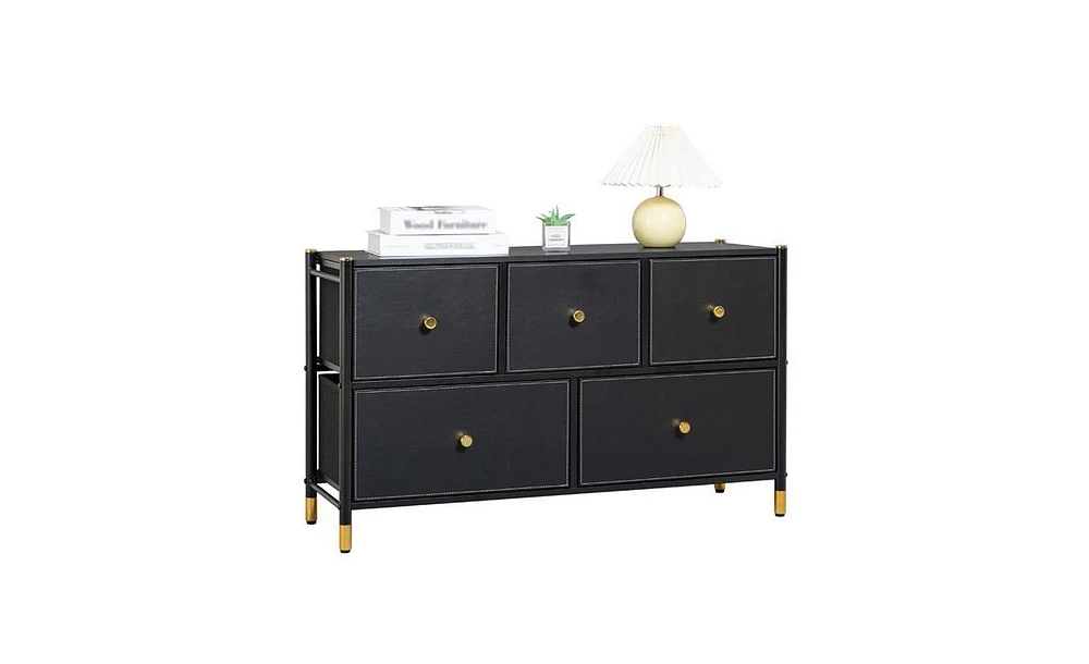 Slickblue Wooden Drawer Dresser Cabinet with Ample Storage for Bedroom or Living Room Organization