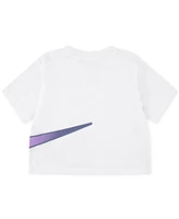 Nike Little Girls Swoosh Motion Graphic Boxy Crewneck T-Shirt