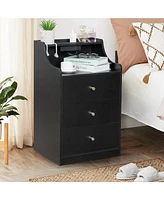 Slickblue Two-Drawer Bedside Table with Compartments for Organized Bedroom Storage and Convenient Access