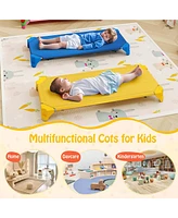 Costway 6 Pack Stackable Daycare Cots with Easy Lift Corners Heavy-Duty Metal Frame Kids