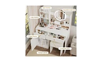 Slickblue Fashion Vanity Desk with Mirror and Lights for Stylish Bedroom and Makeup Station