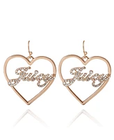 Juicy Couture Crystal Heart Drop Script Logo Earrings