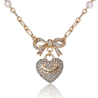 Juicy Couture Gold-Tone Pearl Heart Pendant Necklace