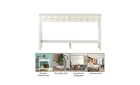 Slickblue Long Console Table Entryway Table with Different Size Drawers and Bottom Shelf