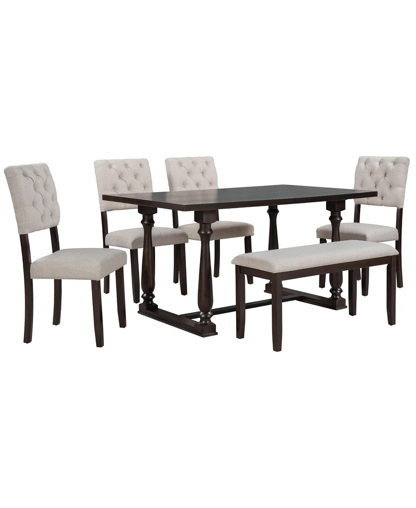 Slickblue 6-Piece Dining Table and Chair Set for Elegant Comfortable Spaces