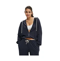 Cotton On Women's Light Weight Super Soft Hooded Zip Through