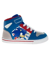 Sonic The Hedgehog Little and Big Boys Hook and Loop High Top Canvas Sneakers
