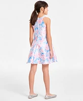 Rare Editions Big Girls Halter Floral Mikado Social Dress