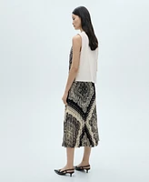 Mango Women's Paisley Print Pleated Skirt