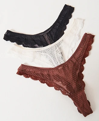 Free People Women's 3-Pk. Mid Week Thong Underwear