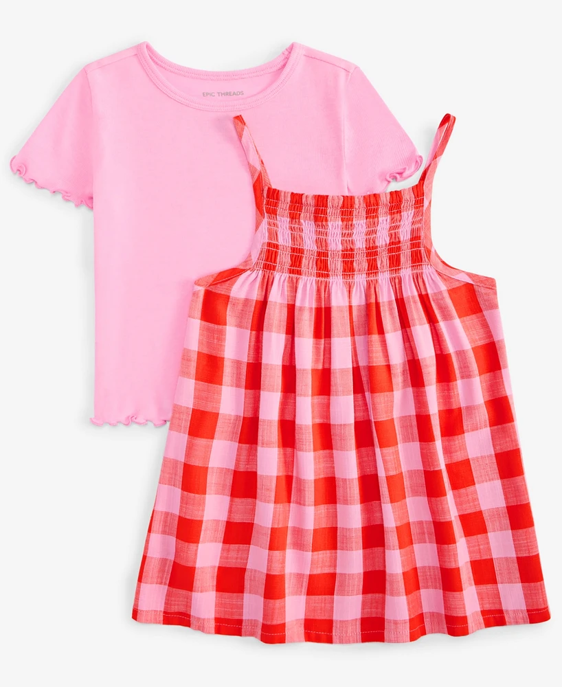 Epic Threads Toddler Girls Top & Gingham-Print Dress, 2 Piece Set, Exclusively at Macy's