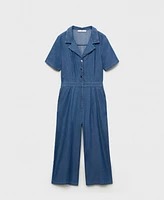 Mango Women's Short Sleeve Denim Jumpsuit