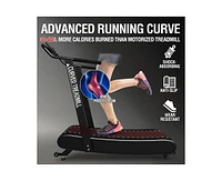 Er Kang Premium Portable Curved Manual Treadmill, Motorless Treadmill for Marathon, Air Running with Digital Monitor, Handlebar and Non-Slip Belt, Tre