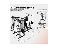 Er Kang Smith Machine Power Cage, Multi-Function Home Gym System with Cable Crossover System, Dual-Sided Workout Station with 121LBS Weight Stack, Pow