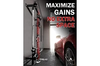 Er Kang Folding Squat Rack, Wall Mounted Power Rack with Cable Crossover Machine & Lat Pull Down, Power Cage with 5 Adjustable Function Modes, Garage