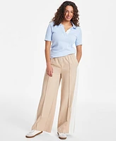 On 34th Women's Mid-Rise Side-Stripe Wide-Leg Pants