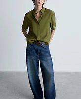 Mango Women's Short Sleeve Fluid Shirt