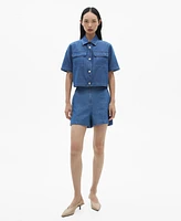 Mango Women's Cotton Denim Effect Shirt