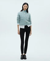 Mango Women's Jewel Buttons Detail Boucle Knit Sweater