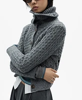 Mango Women's Cabled Heather Cardigan