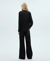 Mango Women's Satin Finish Flowy Shirt