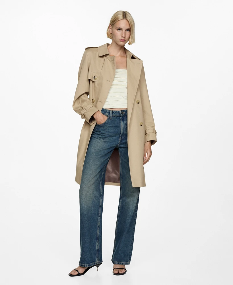 Mango Women's Belted Classic Trench Coat
