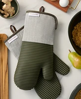 KitchenAid Evergreen Design Series Herringbone Ribbed Soft Silicone 2-Pc. Oven Mitt Set