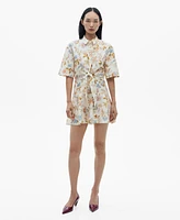 Mango Women's Floral Print Knot Dress