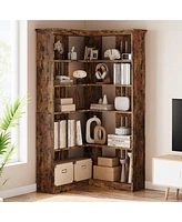 gaomon Corner Bookshelf 72.8in Farmhouse Bookcase Large
