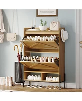 gaomon Shoe Cabinet with 2 Flip-Up Drawers, Shoe Storage Cabinet for Entryway, Freestanding Organizer with Metal Legs for Entryway