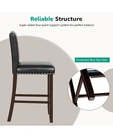 Gymax Set of Bar Stools Pvc Leather Counter Height Chairs for Kitchen Island