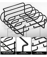 Sorbus Non-Stick Rib Rack - Holds 4 Racks for Grilling & Barbecuing