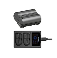 Nikon En-EL15c Rechargeable Li-ion Battery with Dual Usb-c Charger with Lcd Display bundle