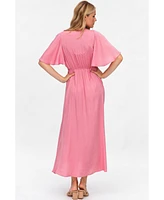 Pietro Brunelli Maternity Maternity Pietro Brunelli Flared Sleeve Maxi V-Neck Valentina Dress